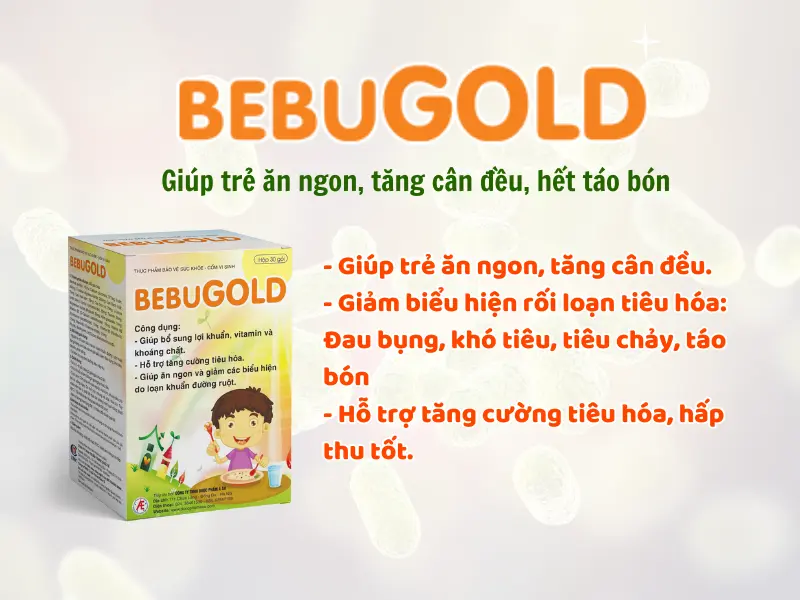 Cốm vi sinh Bebugold giúp cải thiện triệu chứng đau bụng, tiêu chảy hiệu quả, an toàn 